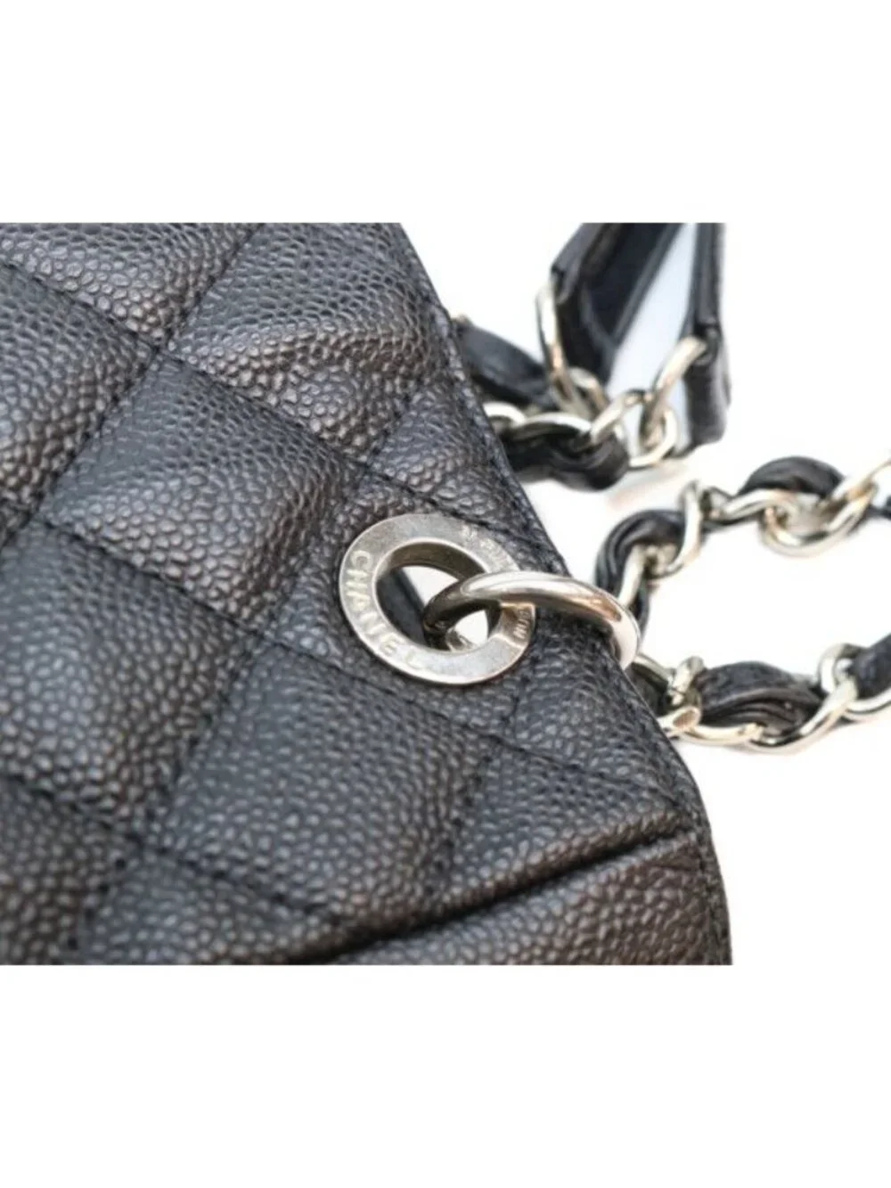 Chanel Black Caviar Silver Petite Shopping Tote PST